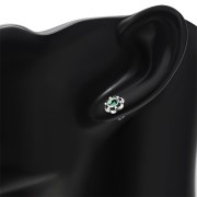 Large Abalone Shell Flower Stud Silver Earrings, e334